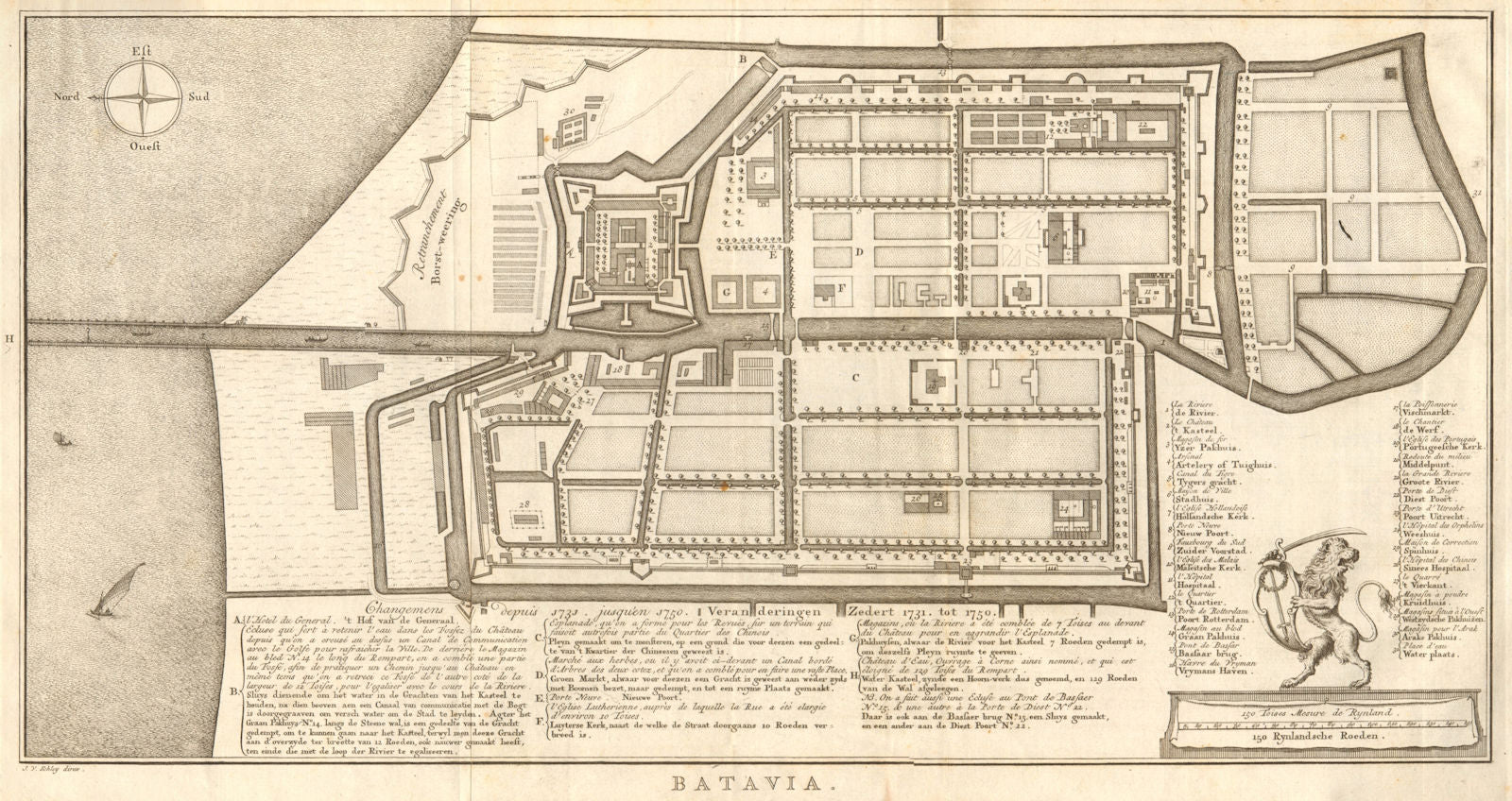 'Batavia avec tous ses changemens…'. Jakarta, Indonesia. BELLIN/SCHLEY 1753 map
